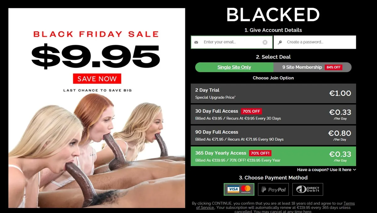 Blacked discount — save up to 70% on premium interracial content